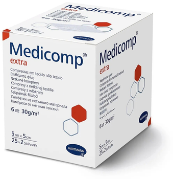 Салфетки из нетканого материала Medicomp extra 5см х 5см 2шт