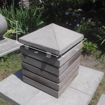 Крышка для столба pyramid бетонная 500 мм х 500 мм х 150 мм серый