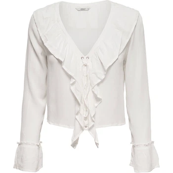 Блузка ONLY MARINA L/S CROPPED TOP WVN 34 белый 15134383CloudDancer