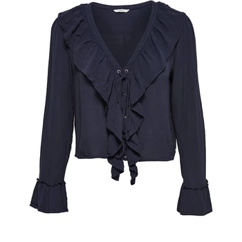 Блузка ONLY MARINA L/S CROPPED TOP WVN 36 темно-синий 15134383NightSky