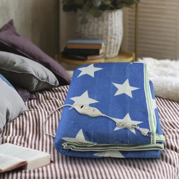 Электропростынь Electric Blanket 150х120 см, белая звезда на синем фоне (7418)