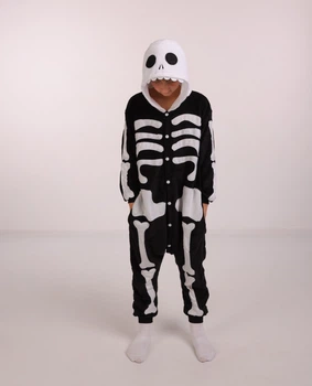Пижама кигуруми мужская Kigurumi Скелет Взрослая и подростковая Черный XL 175-185 см. (1022/1)