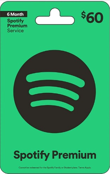 Spotify 60$ Premium Gift Card (6 месяцев), US-регион