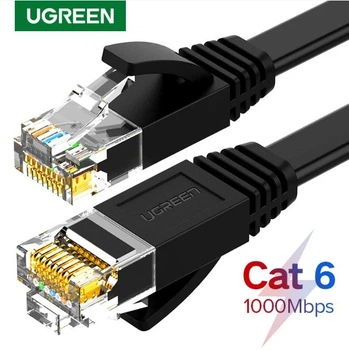 Патч корд Ugreen сетевой кабель 1000 Mбит\с Ethernet RJ45 Cat 6 плоский 5М Black (NW102)
