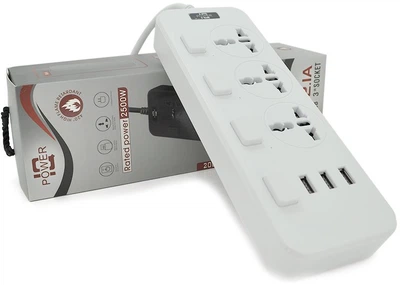 Сетевой фильтр Voltronic ТВ-Т14, 3 розетки + 3 USB, с переключателем на каждую розетку, 2 м (2000000197432)