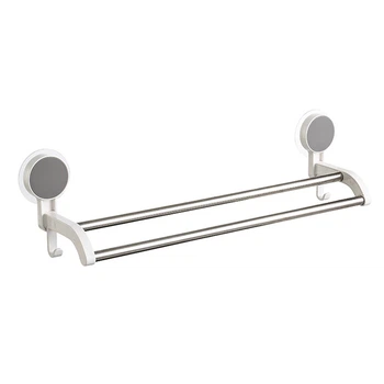 Двойной держатель для полотенец с крючками J&S Home JS185016 White (простой монтаж)