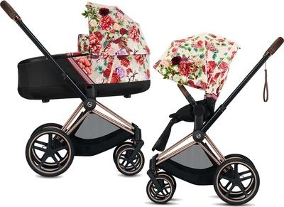 Универсальная коляска 2 в 1 Cybex Priam Fashion Edition Spring Blossom Light light beige шасси Rose Gold