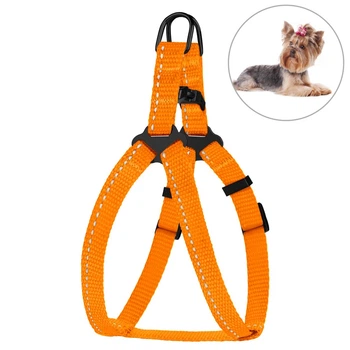 Шлея для Собак Мелких Пород BronzeDog Active Нейлоновая со Светоотражением Оранжевая 23-30 см (68/1304)