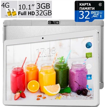 Планшет - телефон Adronix MT104 Silver 3GB/32GB LTE IPS 10/1'' Full HD(LITE) + Карта памяти 32GB