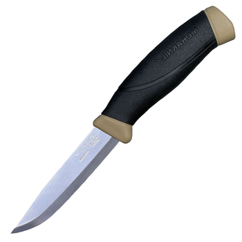 Нож фиксированный Mora Companion (длина: 219мм, лезвие: 104мм), черный-бежевый, ножны пластик