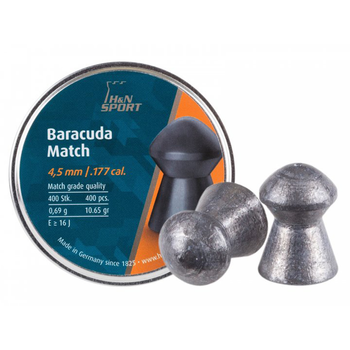 Пули для пневматики H&N Baracuda Match (4.52мм, 0.69г, 400шт)