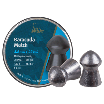 Пули для пневматики H&N Baracuda Match (5.51мм, 1.37г, 200шт)