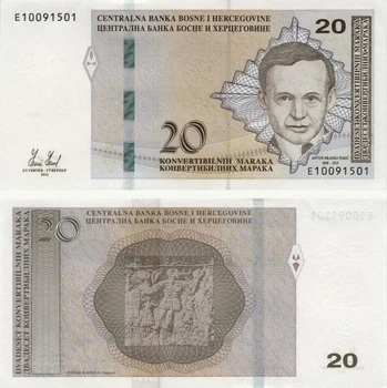 Банкнота Боснія і Герцеговина 20 марок 2012 UNC Латиниця-Кирилиця (P82a)