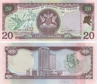Банкнота Тринідад і Тобаго 20 доларів 2002 UNC (P44b)