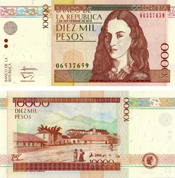 Банкнота Колумбія 10000 песо 2013 UNC (P453)