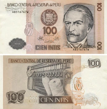 Банкнота Перу 100 інті 1987 UNC (P133)