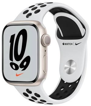 Смарт-годинник Apple Watch Series 7 Nike GPS 41 mm Starlight Aluminium Case with Pure Platinum/Black Nike Sport Band (MKN33)