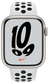 Смарт-годинник Apple Watch Series 7 Nike GPS 45 mm Starlight Aluminium Case with Pure Platinum/Black Nike Sport Band (MKNA3)