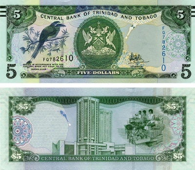 Банкнота Тринідад і Тобаго 5 доларів 2006 (2017) UNC Птах (P47)