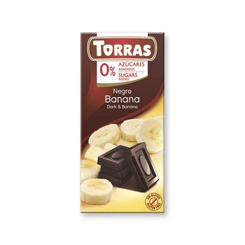 Шоколад чорний TORRAS з бананом (БЕЗ ЦУКРУ, БЕЗ ГЛЮТЕНУ) 75г (00-00000083)