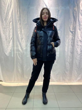 Укороченный женский зимний пуховик Yimosis YD BB 1358 Black (Чёрный) L
