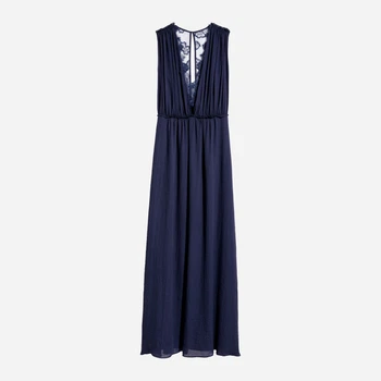 Платье длинное летнее женское H&M 0621250_04 32 Темно-синее (KAY2000001320914)