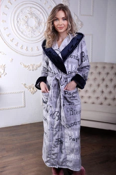 Халат женский махровый длинный Fleur Lingerie ИОЛАНТА 42 серый