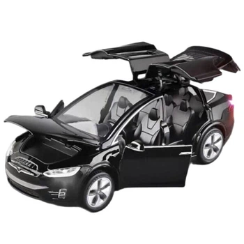 Машинка колекційна Tesla Model X металева моделька іграшка 15 см Чорний (8836624)