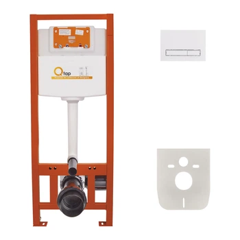 Комплект: Qtap Nest ST Інсталяція для унітазу 4 в 1 (Клавіша змиву 150x220x13 мм, White, лінійна)