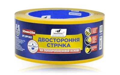 Двусторонняя лента на полипропиленовой основе Mustang 50мм*25м