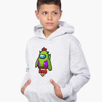 Худі дитячий Амонг Ас Бравл Старс Спайк (Among Us Brawl Stars Spike) Світло-сірий меланж (9298-2590) 164 см
