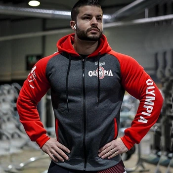 Кофта мужская спортивная худи Olimpia серая с красным XL