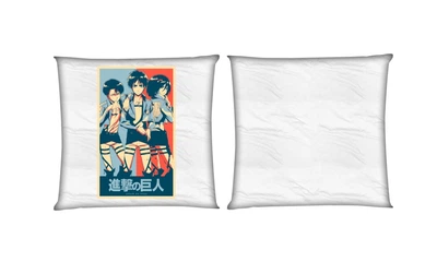 Подушка Атака Титанов (Attack On Titans) 33 квадратная двухсторонняя стандарт 35 х 35 см - MyTee