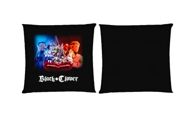 Подушка Black Clover (Черный Клевер) 9 квадратная двухсторонняя стандарт 35 х 35 см - MyTee