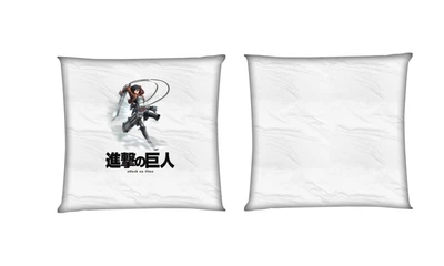 Подушка Атака Титанов (Attack On Titans) 22 квадратная двухсторонняя стандарт 35 х 35 см - MyTee