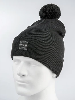 Шапка-колпак из пряжи с шерстяным помпоном CROW One Size (55-60) Серый