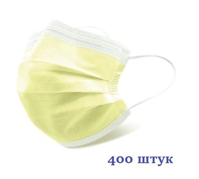 Маски медичні НЗМ Дитячі тришарові не стерильні в індивідуальній упаковці Жовті з мельтблауном Україна 400 шт