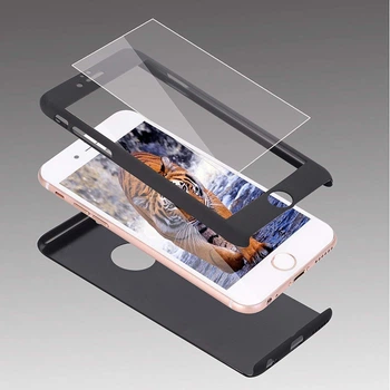 Чехол Противоударный 360° Без бренда + стекло 9Н на Apple Iphone 7/8 Black (ED050884)