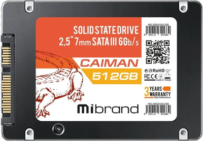 SSD Mibrand Caiman 512GB SATAIII 3D NAND TLC (MI2.5SSD/CA512GB)