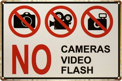 Металлическая табличка "No Camera, No Video, No Flash" (ms-002457)