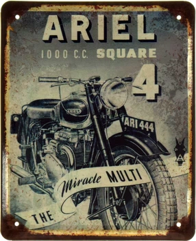 Металлическая табличка "Классический Мотоцикл (Ariel Square Four)" (ms-002414)