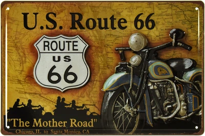 Металева табличка "Route 66 (Chicago, IL To Santa Monica, CA)" (ms-002521)