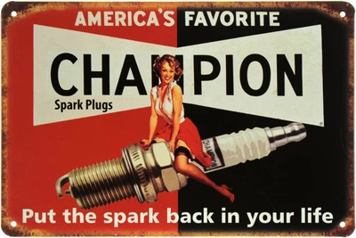 Металева табличка "Свічки Запалювання Champion (Pin Up)" (ms-001986)
