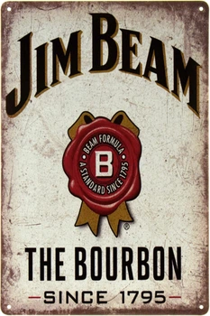 Металлическая табличка "Виски Jim Beam The Bourbon (Since 1795)" (ms-002232)