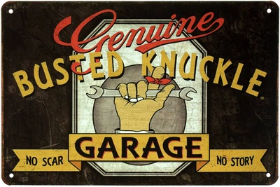 Металлическая табличка "Busted Knuckle Garage" (ms-001610)