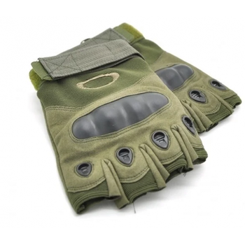 Чоловічі рукавички тактичні Oakley безпалі зелені розмір М коло долоні 19-21 см (EI-711-V)