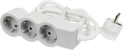 Удлинитель Legrand Стандарт 3х2К+С розетки, 16 А, с кабелем 1.5 м Белый/Серый (694549)