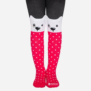 Дитячі колготки 2-3 роки бавовняні для дівчаток Conte Kids Tip-Top 17С-60СП 445 92-98 см Темно-сірі/Малинові (4810226271209)