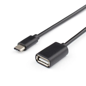 Кабель USB 2.0 - 0.1 m AF/Type-C OTG Atcom, чорний, пакет (14716)