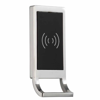 Замок мебельный электромеханический с фиксированным RFID доступом EM139S с металлическим фронтальным корпусом с полированным покрытием под серебро